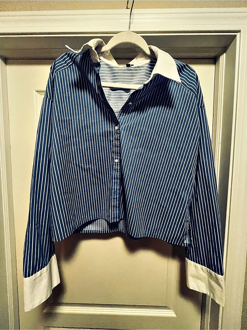 Express Boyfriend Portofino Shirt Striped Blue & White